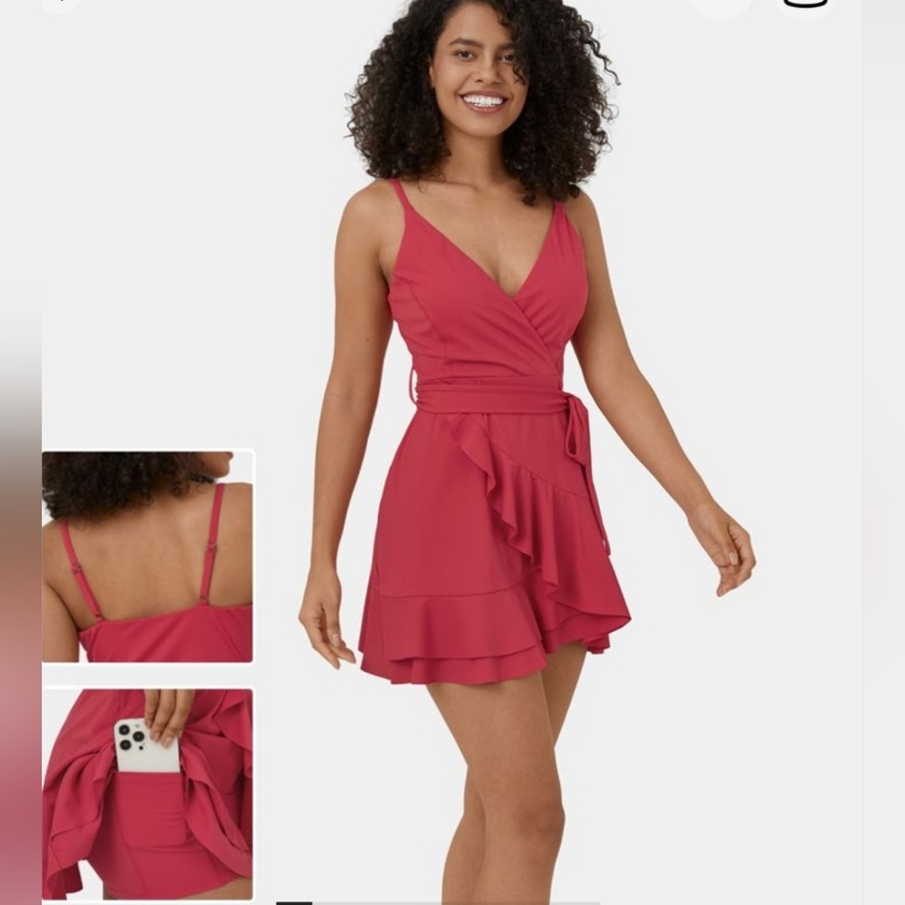 Halara Winterberry Ruffle Dress with Pockets